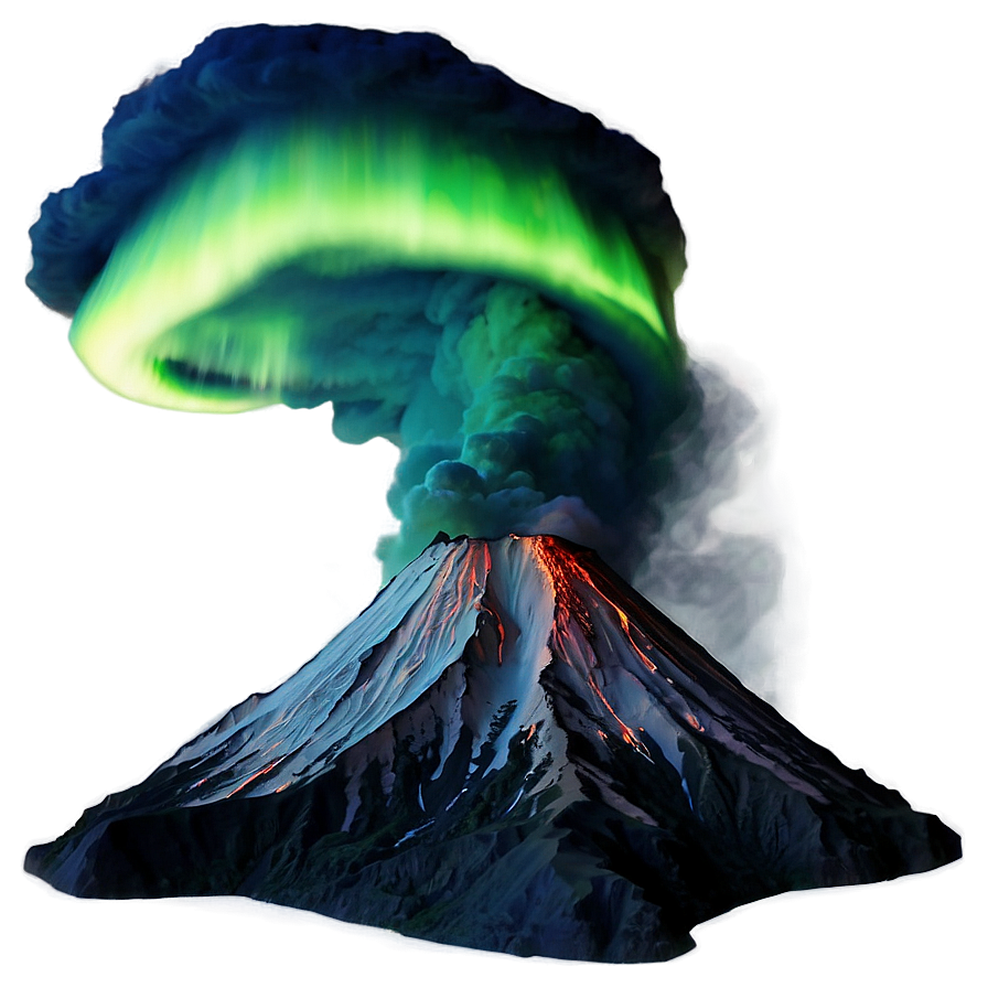Volcano And Aurora Borealis Png Edm PNG image