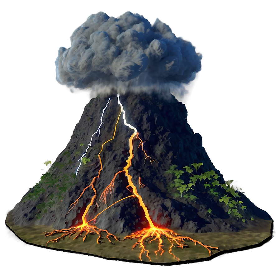 Volcano And Lightning Png 42 PNG image