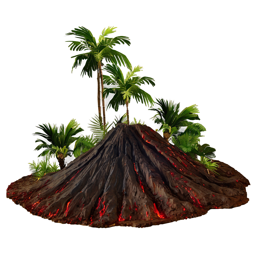 Volcano And Tropical Forest Png 05232024 PNG image