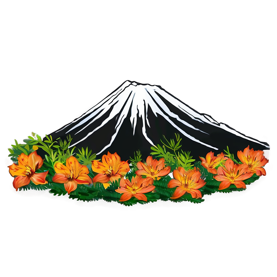 Volcano And Wildflowers Png 05232024 PNG image