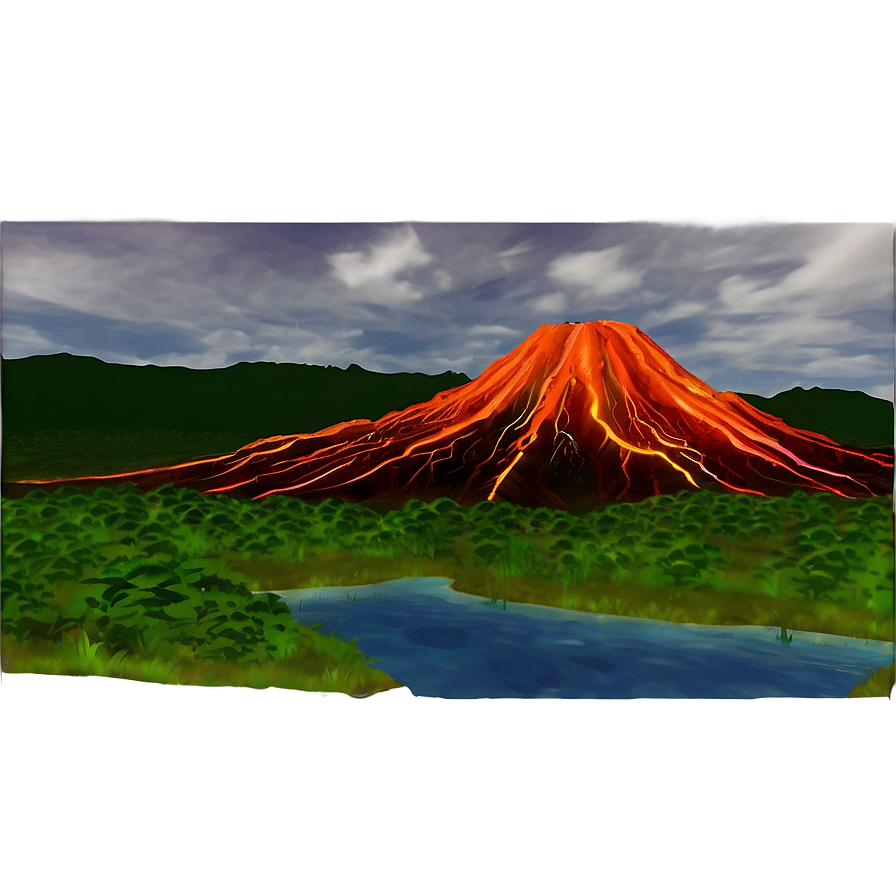 Volcano In Sci-fi Landscape Png Dpf PNG image