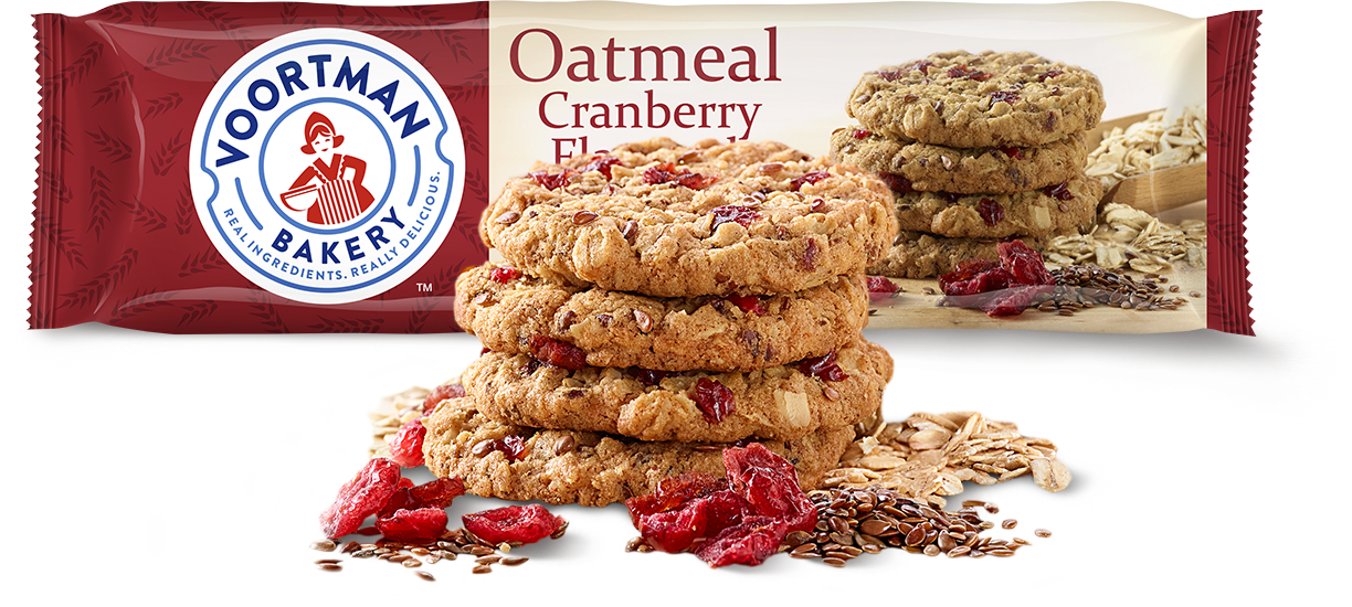 Voortman Oatmeal Cranberry Cookies Packaging PNG image