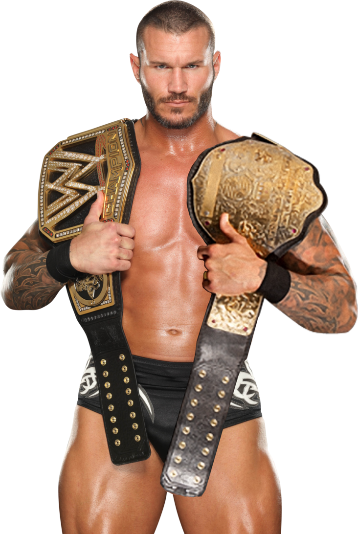 W W E Champion With Two Belts PNG image