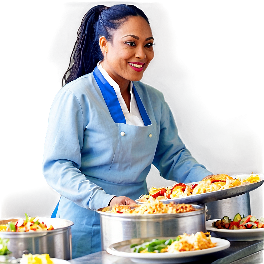 Waitress Serving Food Png 06272024 PNG image