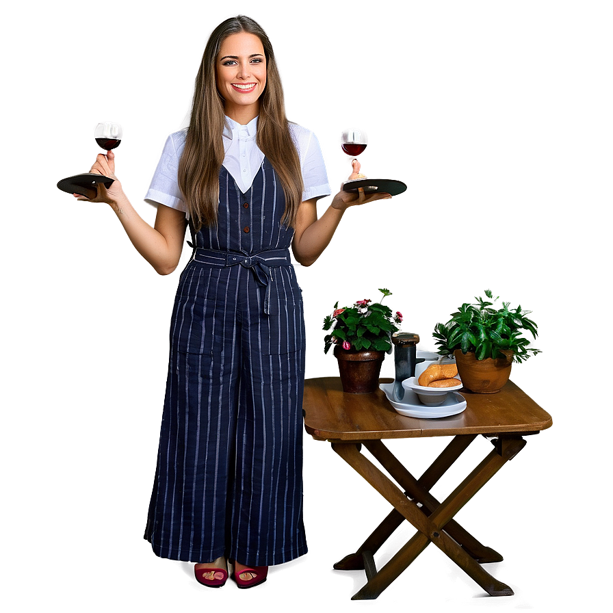 Waitress With Wine Bottle Png Fiu PNG image