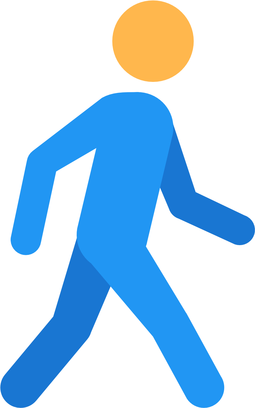 Walking Person Icon Blueand Yellow PNG image