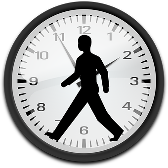 Walking Silhouette Clock Face PNG image