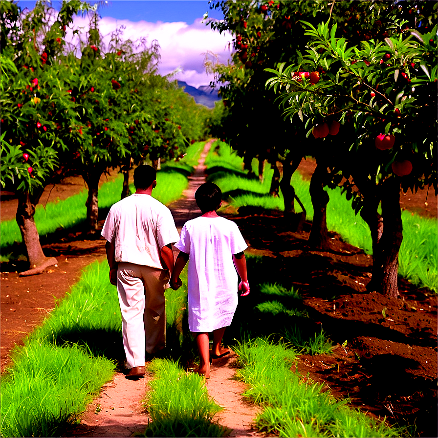 Walking Through An Orchard Png Rqk12 PNG image