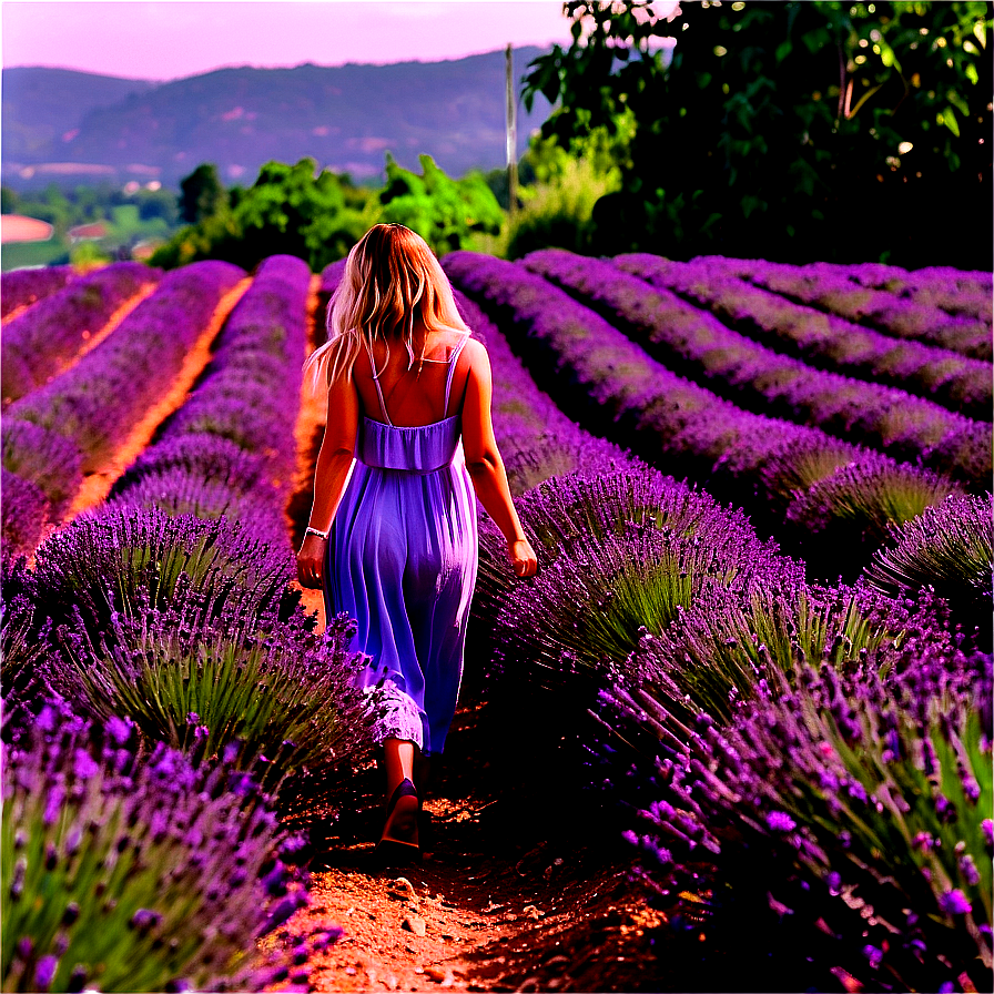 Walking Through Lavender Fields Png 12 PNG image