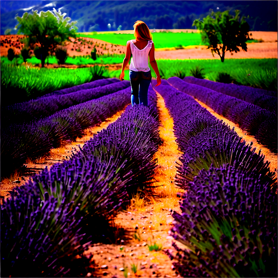 Walking Through Lavender Fields Png Djr81 PNG image