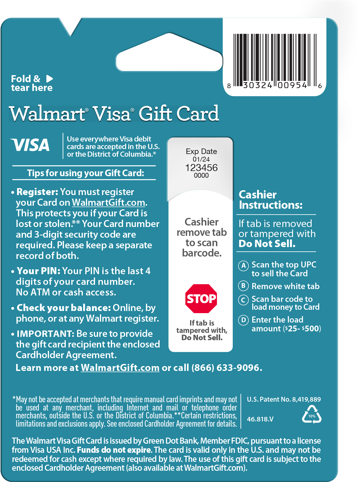 Walmart Visa Gift Card Instructions PNG image