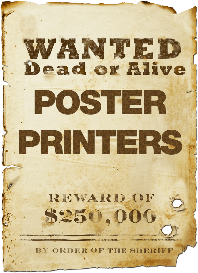 Wanted Poster Printers Reward Announcement PNG image