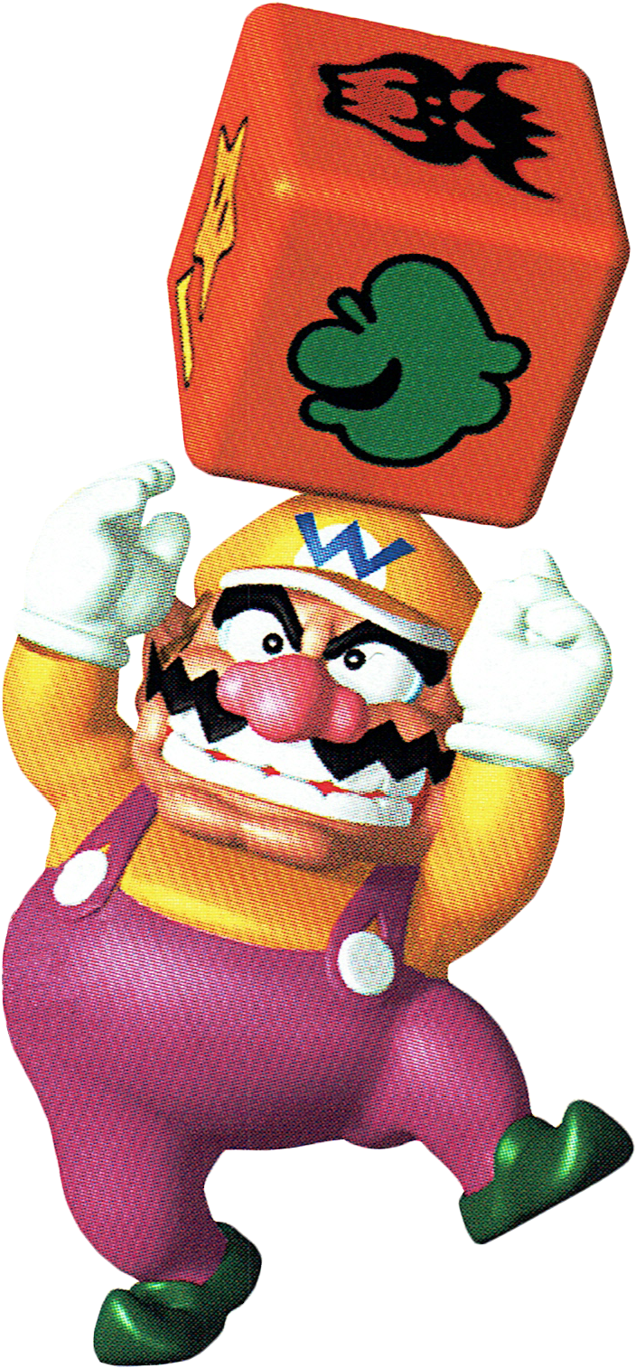 Wario_with_ Mystery_ Block PNG image