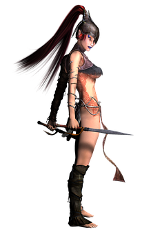 Warrior Girl Fantasy Artwork PNG image