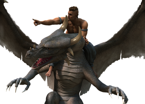 Warrior_ Riding_ Dragon PNG image