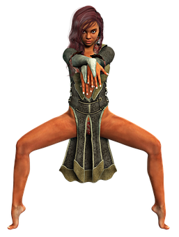 Warrior Stance Female Character PNG image