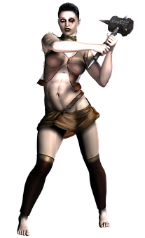 Warrior_ Woman_with_ Hammer PNG image