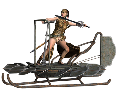 Warrior Womanon Ancient Chariot PNG image