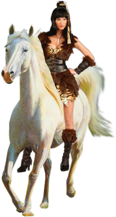 Warrior Womanon White Horse PNG image