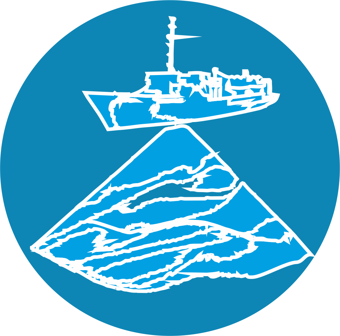 Warship Over Iceberg Graphic PNG image