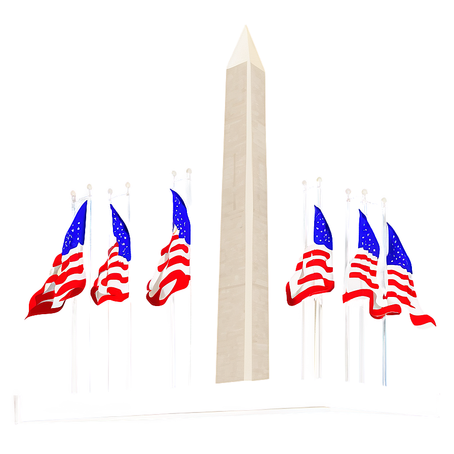 Washington Monument Flanked By U.s. Flags Png Ome1 PNG image