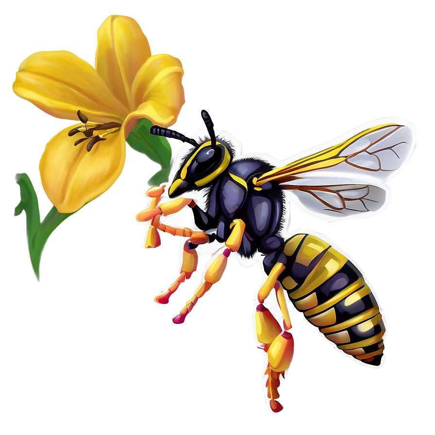 Wasp Pollinating Flower Png Bnv16 PNG image