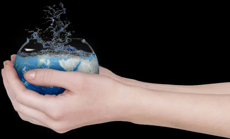 Water Drop Worldin Hand.jpg PNG image