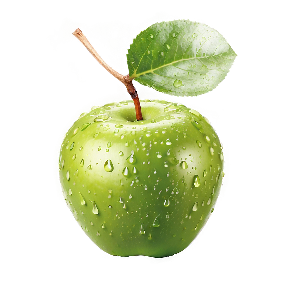 Water Droplets On Green Apple Png Sti87 PNG image