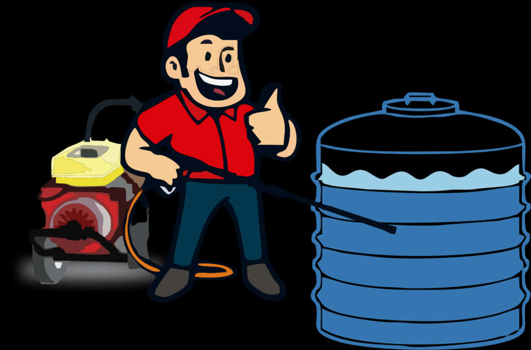 Water Tank Cleaning Service Cartoon PNG image