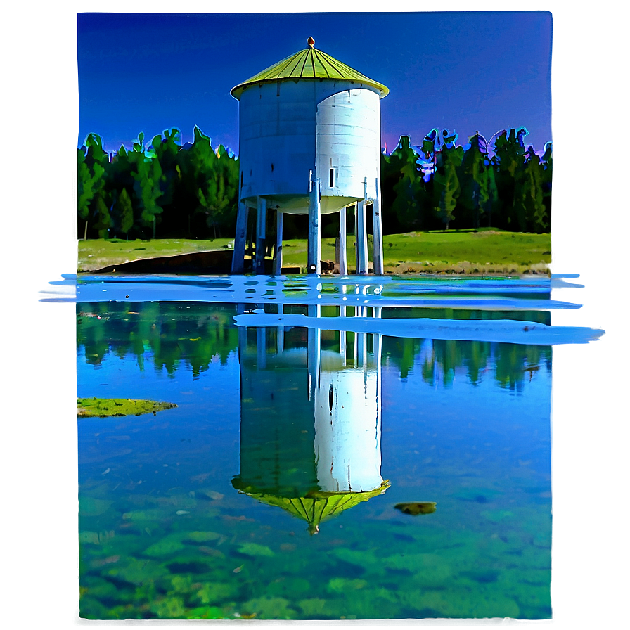 Water Tower Reflection Lake Png 13 PNG image