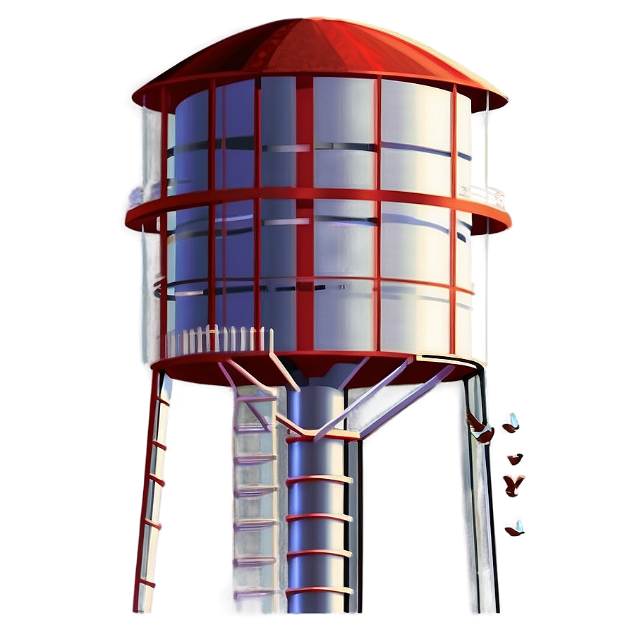 Water Tower With Birds Flying Png 06132024 PNG image