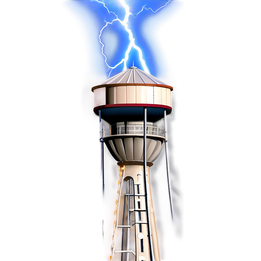 Water Tower With Lightning Strike Png Wob38 PNG image