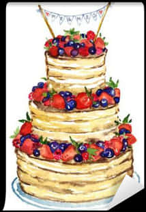 Watercolor Berry Cake Illustration PNG image