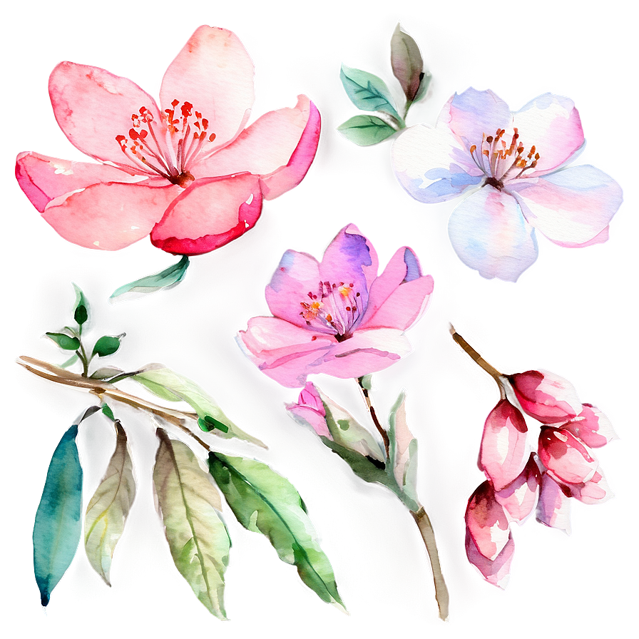 Watercolor Blossoms Clipart Png 71 PNG image