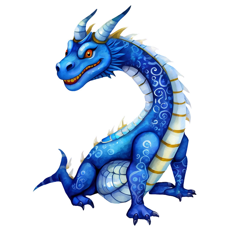 Watercolor Blue Dragon Png 06252024 PNG image