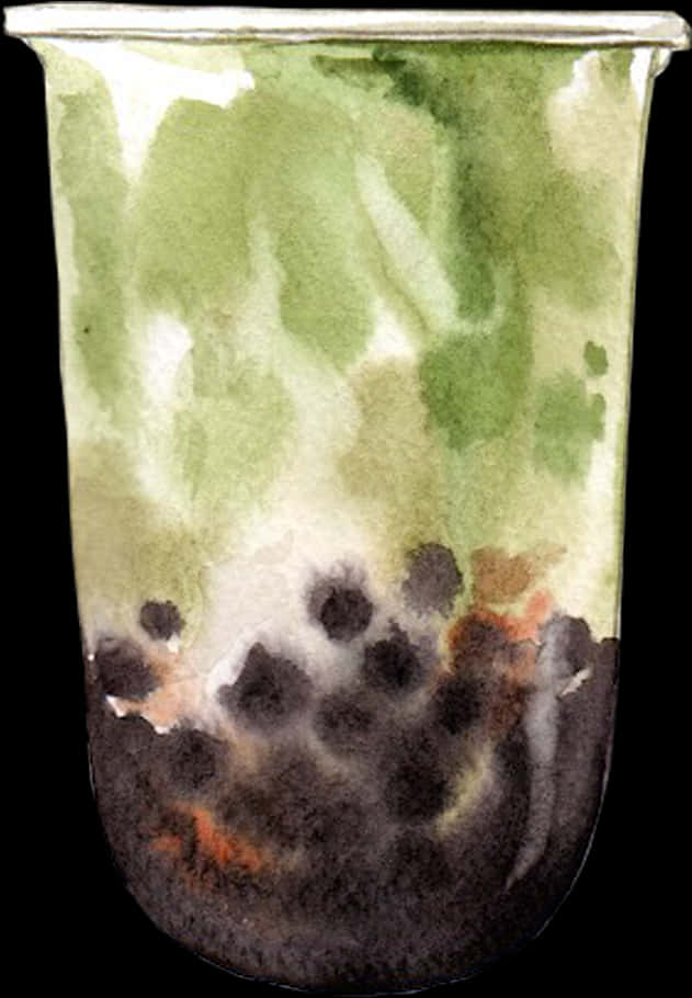 Watercolor Bubble Tea Art PNG image