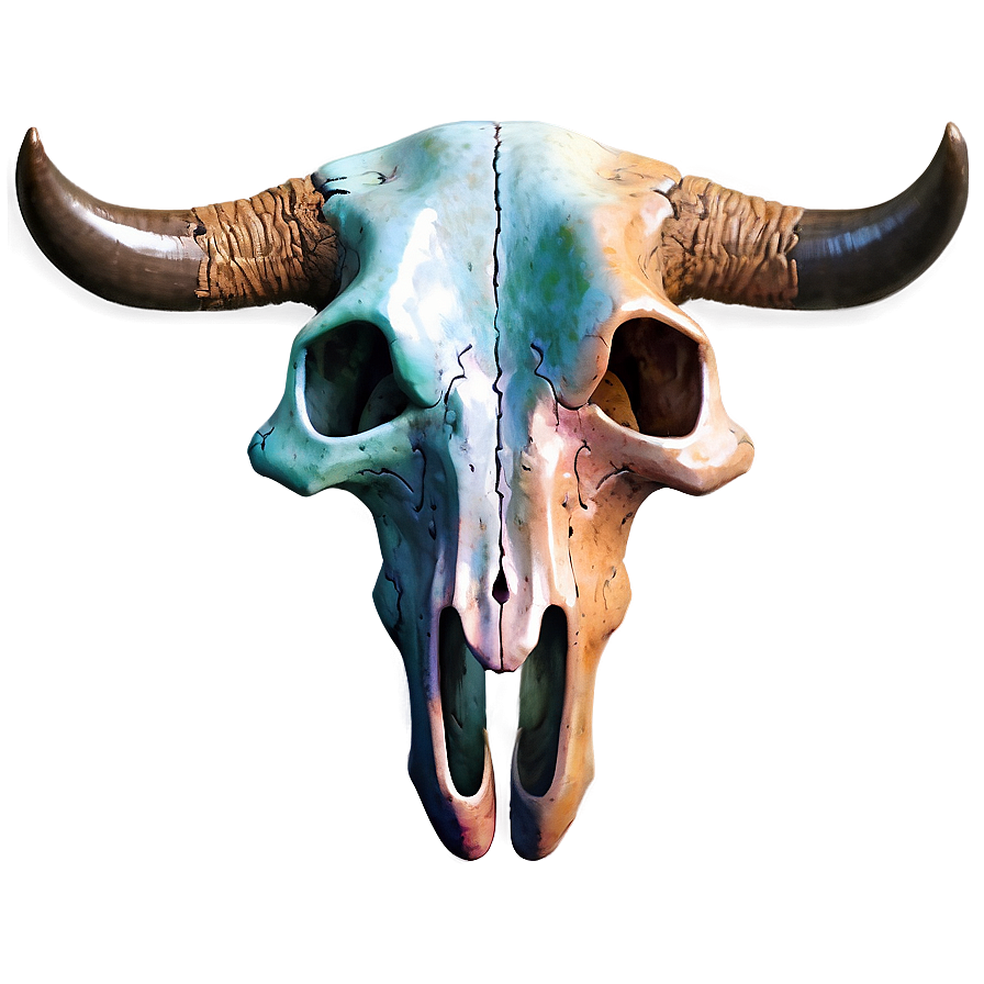 Watercolor Bull Skull Png 06122024 PNG image