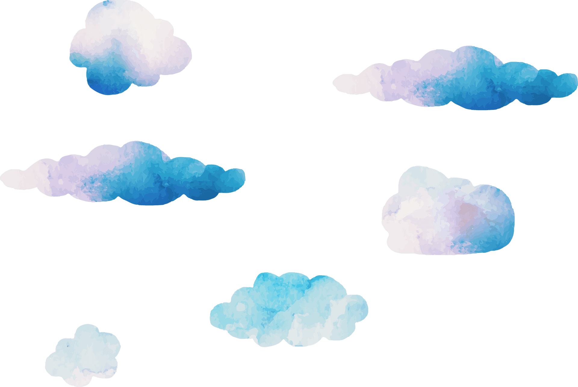 Watercolor_ Cartoon_ Clouds_ Set PNG image