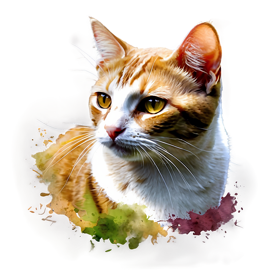 Watercolor Cat Painting Png D PNG image
