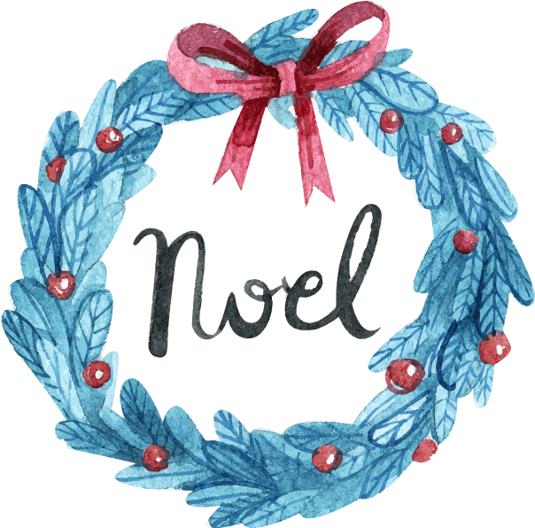 Watercolor_ Christmas_ Wreath_ Noel PNG image