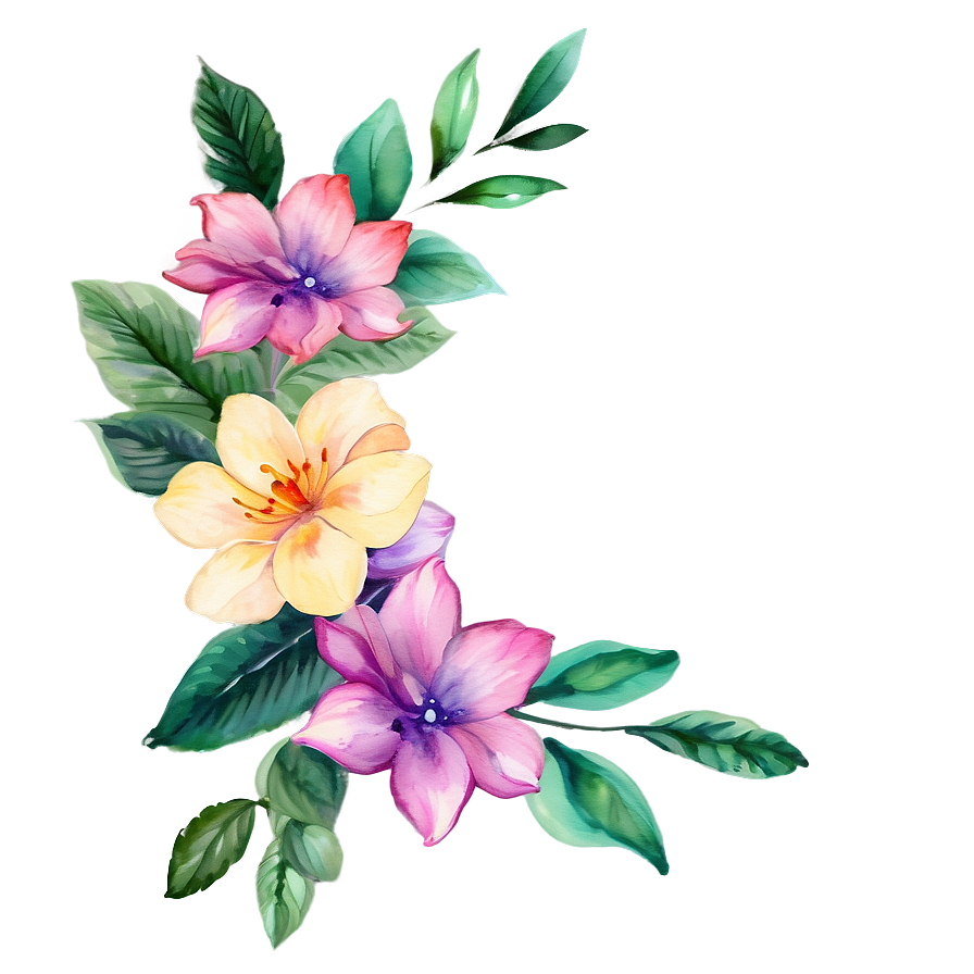 Watercolor Corner Flower Png 06272024 PNG image