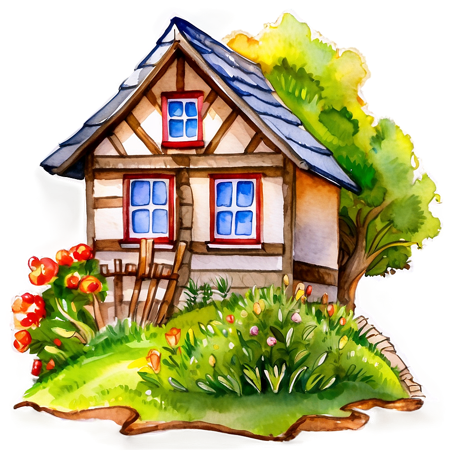 Watercolor Cottage Art Png 06202024 PNG image