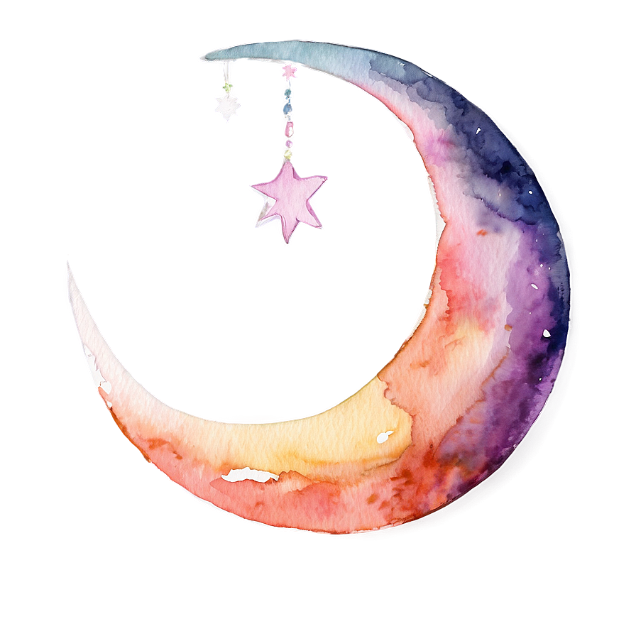 Watercolor Crescent Moon Png 35 PNG image