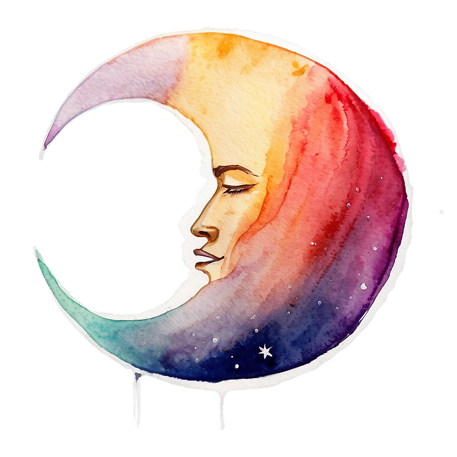 Watercolor Crescent Moon Png Pox40 PNG image