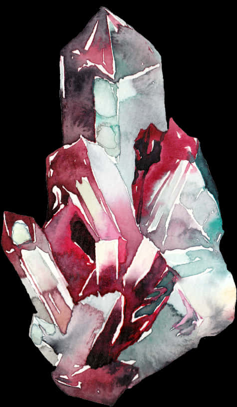 Watercolor Crystal Cluster Artwork PNG image