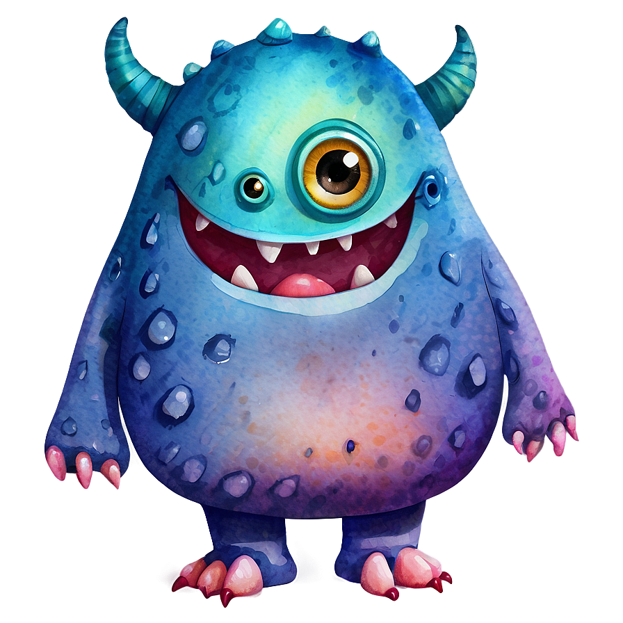 Watercolor Cute Monsters Png 78 PNG image