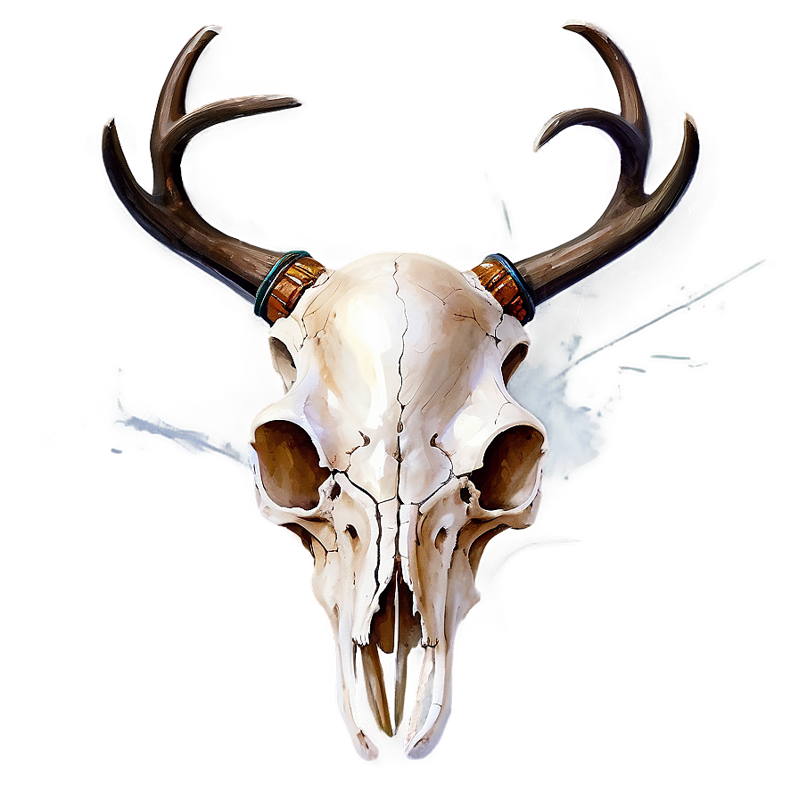 Watercolor Deer Skull Png 06132024 PNG image