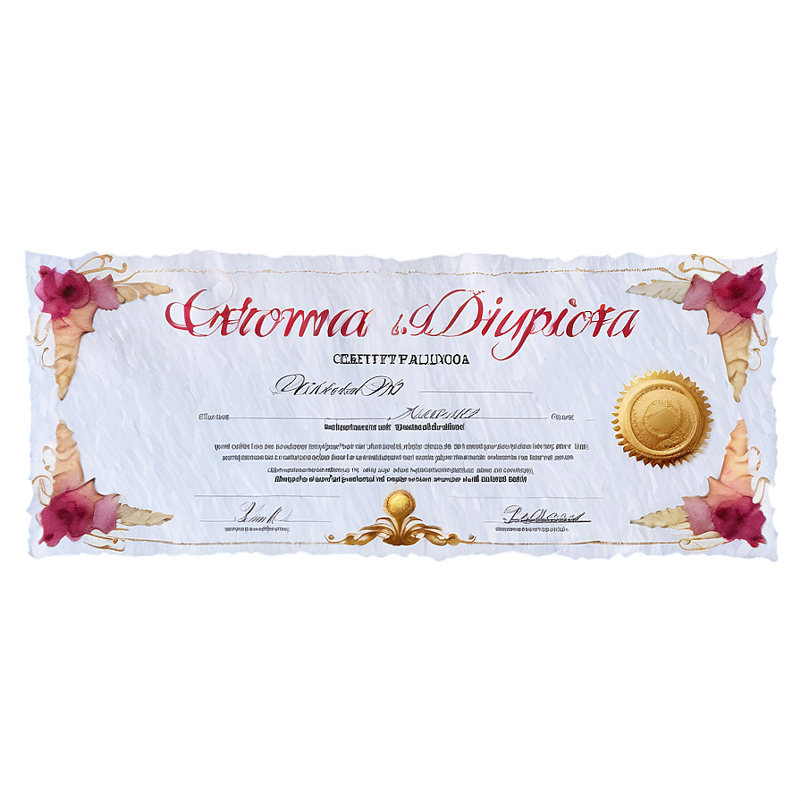 Watercolor Diploma Certificate Png Sqx PNG image