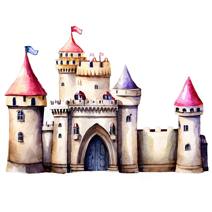 Watercolor Fairy Tale Castles Png Bdu PNG image