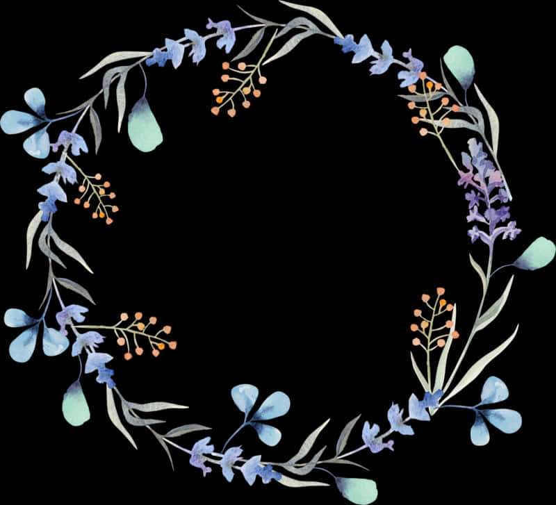 Watercolor_ Floral_ Wreath_ Dark_ Background PNG image